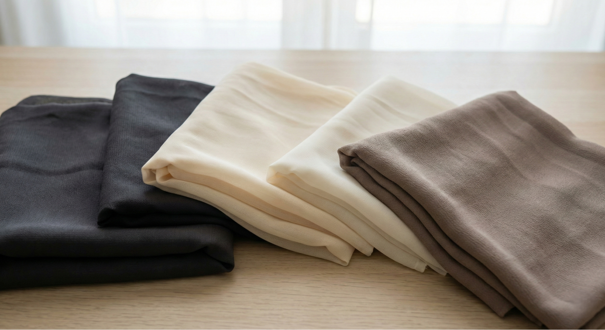 Abaya fabrics flat lay Nida chiffon georgette