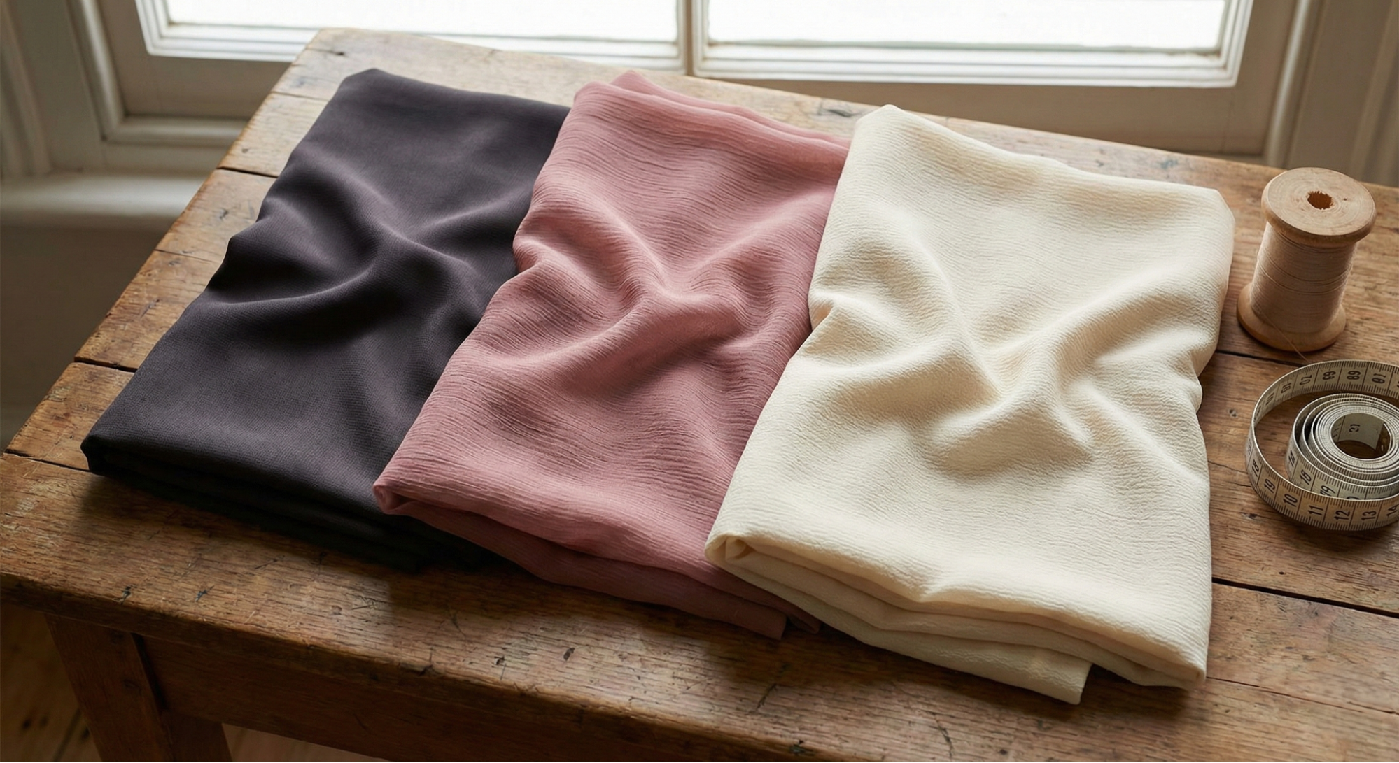 Abaya fabrics flat lay Nida chiffon georgette